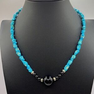 Turquoise & Black beaded Necklace